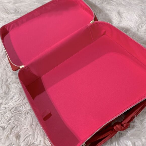 ESTEE Lauder Makeup case train case zip closure bow handle candy charm NEW - Picture 8 of 14